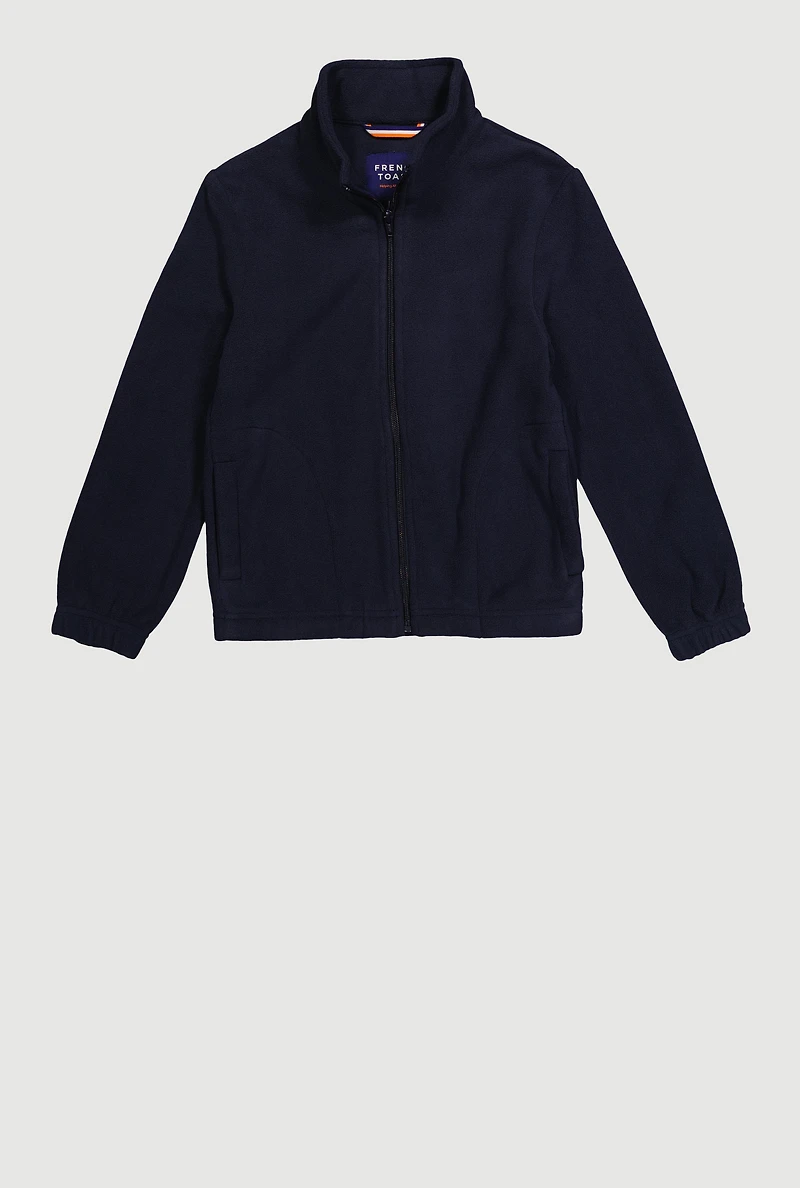 Boys 8-16 Solid Fleece Mock Neck Jacket, Blue, Size 10-12