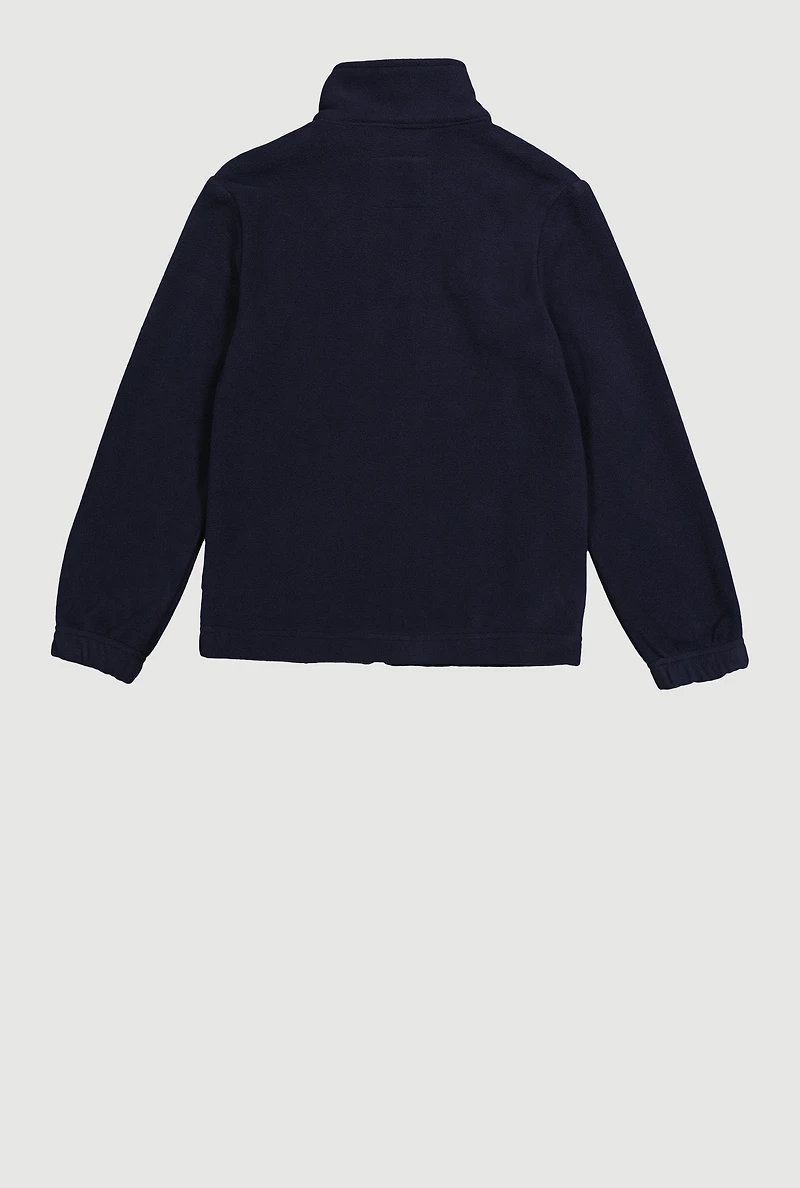 Boys 8-16 Solid Fleece Mock Neck Jacket, Blue, Size 10-12