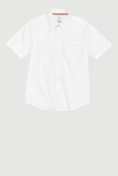 French Toast Boys 16-20 Poplin Short Sleeve Shirt, White, Size 16
