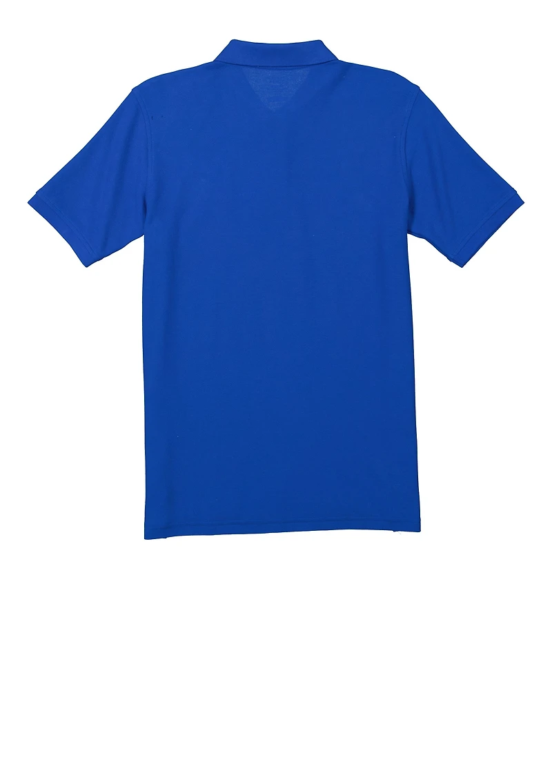 French Toast Boys 16-20 Short Sleeve Pique Polo Shirt, Blue, Size 18-20