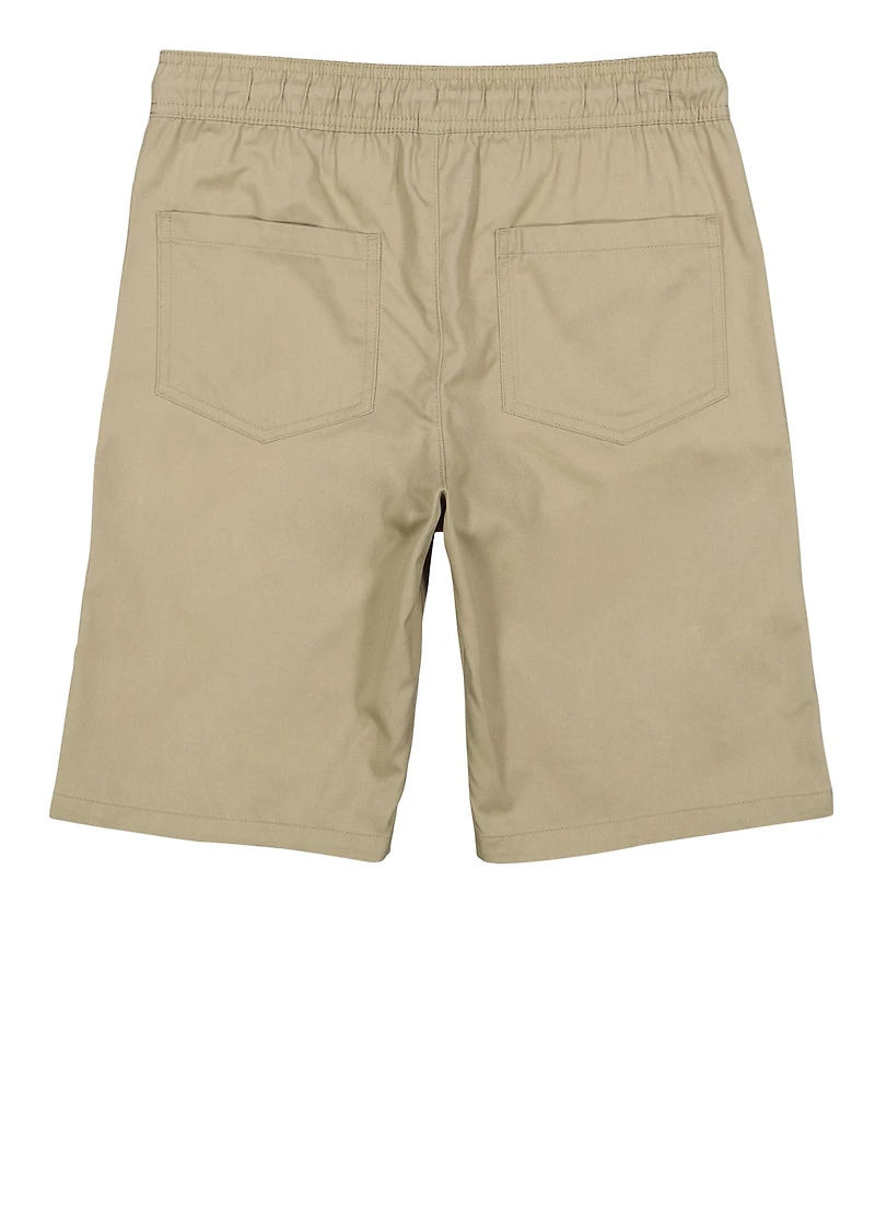 French Toast Boys 16-20 Drawstring Zip Pocket Shorts, Khaki, Size 18