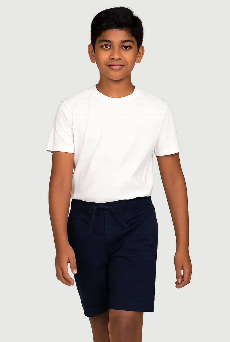 Boys 16-20 Pull On Twill Shorts with Drawstring, Blue,