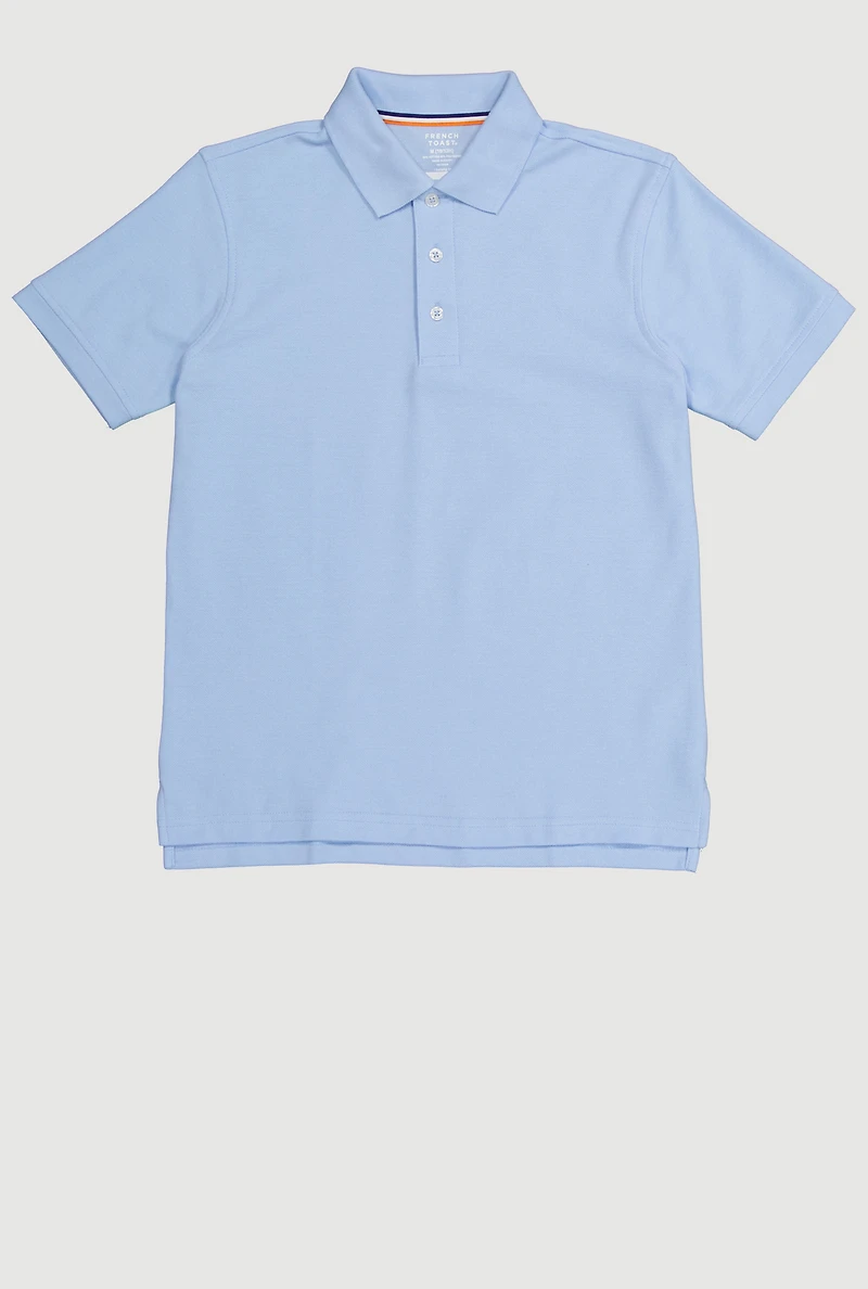 French Toast Boys 10-20 Husky Solid Polo Shirt, Blue, Size 18-20H