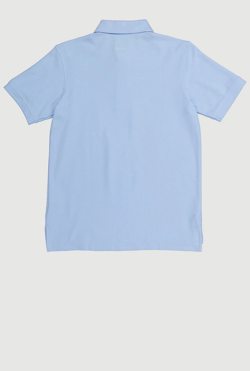 French Toast Boys 10-20 Husky Solid Polo Shirt, Blue, Size 18-20H