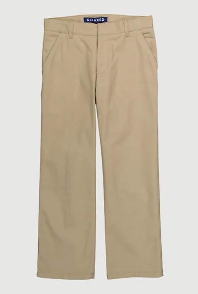 French Toast Boys 10-20 Husky Straight Leg Khaki Pants, Khaki,