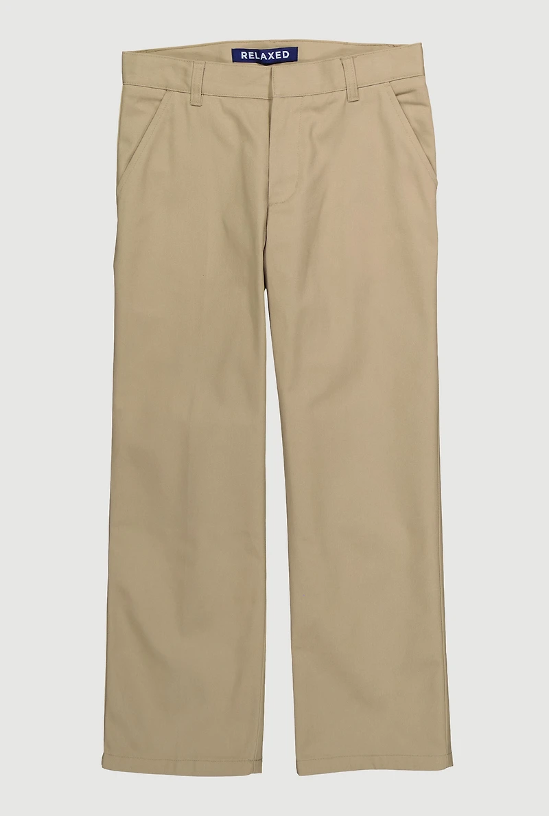 French Toast Boys 10-20 Husky Straight Leg Khaki Pants, Khaki, Size 18H