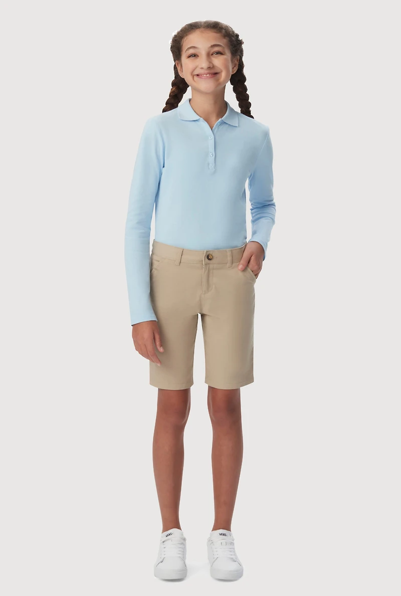 French Toast Girls 4-6x Stretch Bermuda Shorts, Khaki,