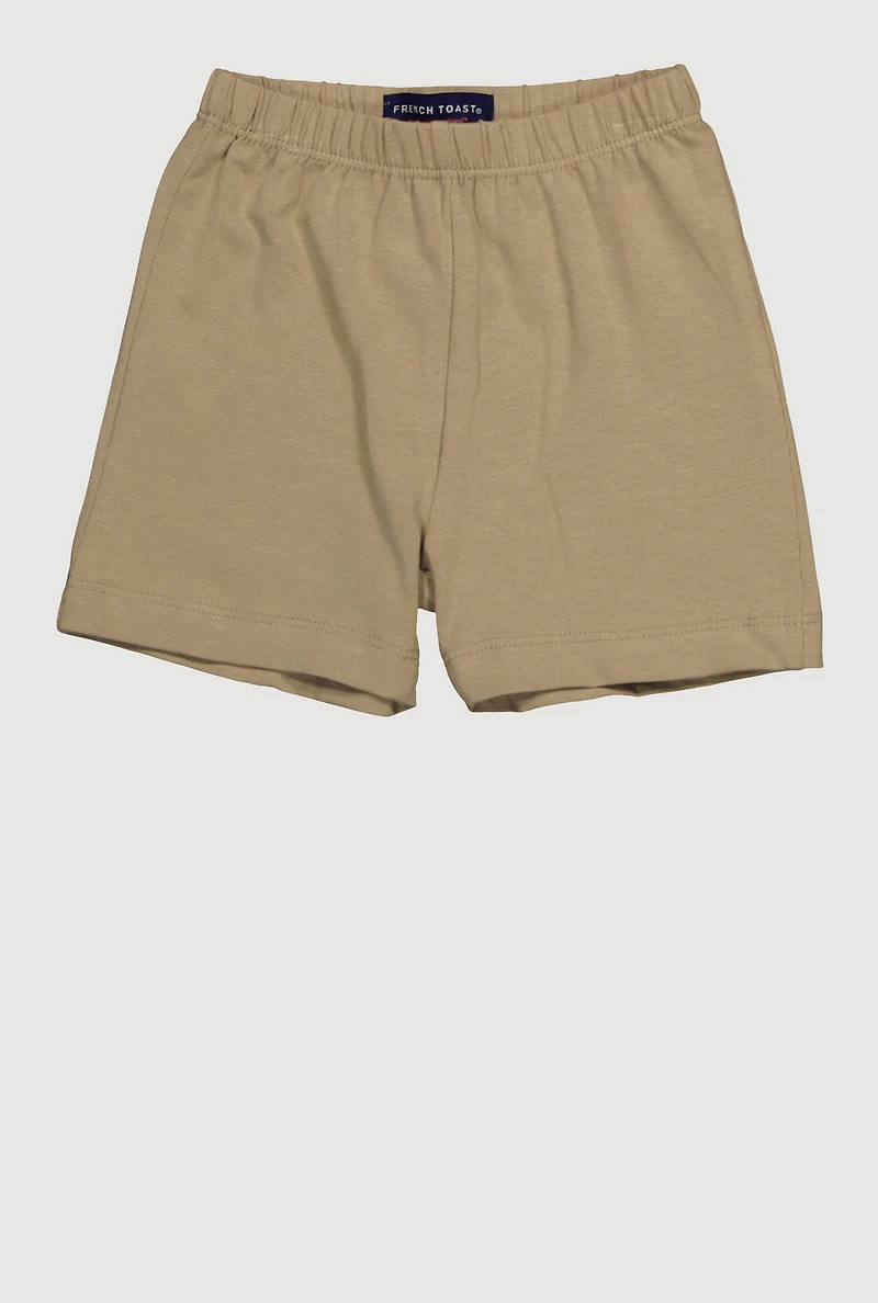 Girls 4-6x Mid Rise Solid Stretch Shorts, Khaki, Size 4-5