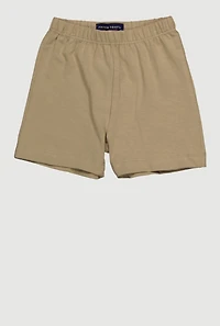 Girls 4-6x Mid Rise Solid Stretch Shorts, Khaki, Size 4-5