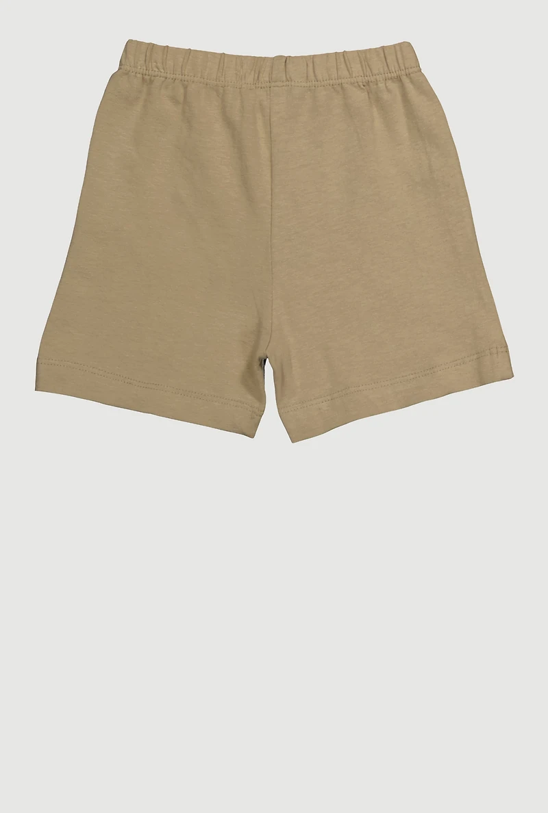 Girls 4-6x Mid Rise Solid Stretch Shorts, Khaki, Size 4-5