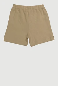 Girls 4-6x Mid Rise Solid Stretch Shorts, Khaki, Size 4-5