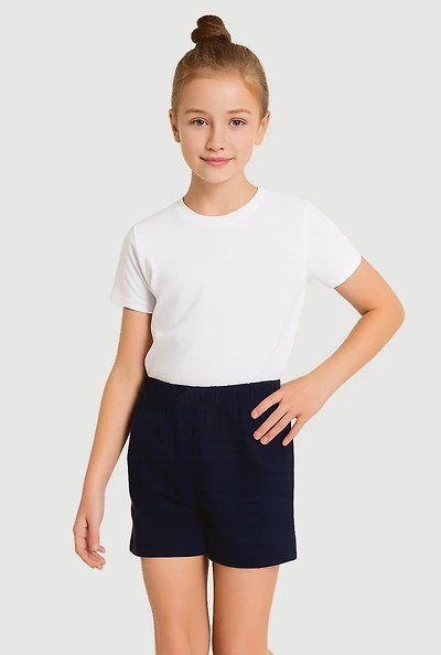 Girls 7-16 Mid Rise Stretchy Short, Blue, Size 10-12