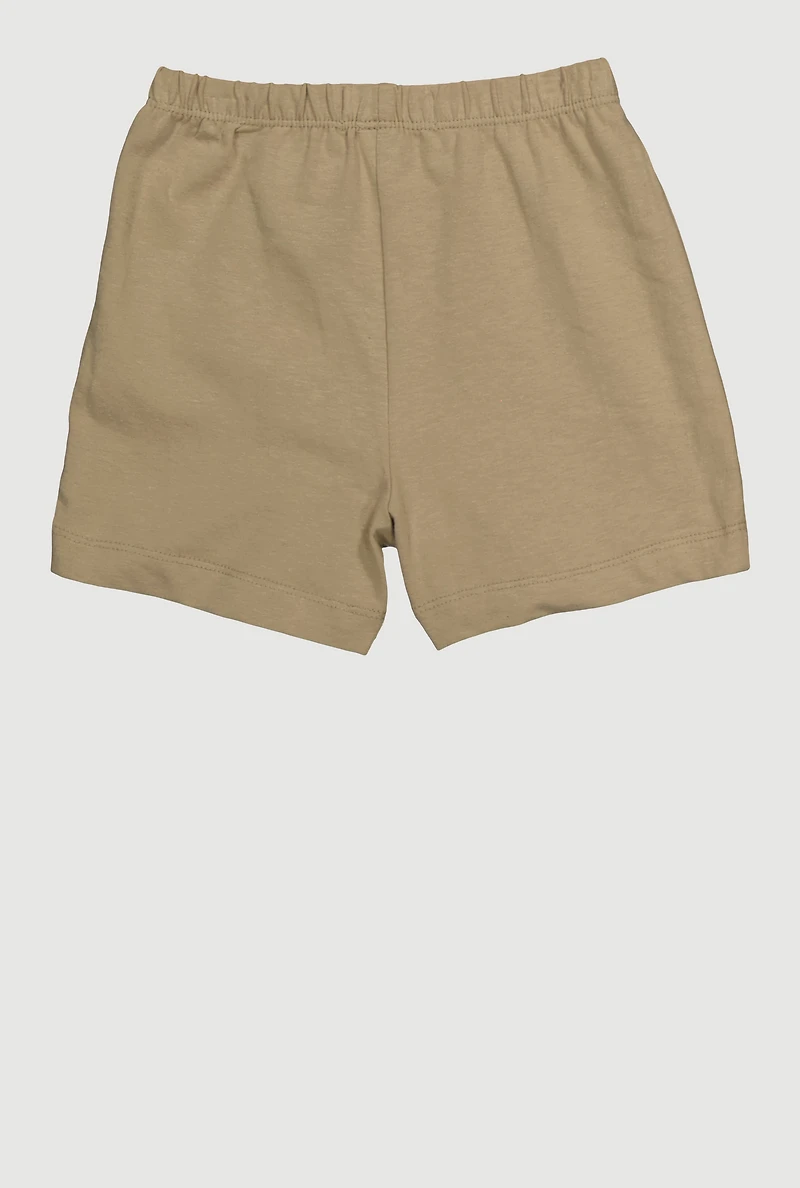 Girls 7-16 Mid Rise Solid Stretchy Shorts, Khaki, Size 14-16