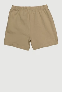 Girls 7-16 Mid Rise Solid Stretchy Shorts, Khaki, Size 14-16