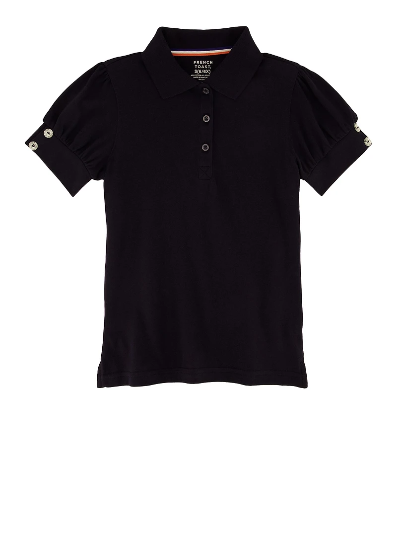 French Toast Girls 4-6x Solid Puff Sleeve Polo