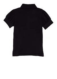 French Toast Girls 4-6x Solid Puff Sleeve Polo