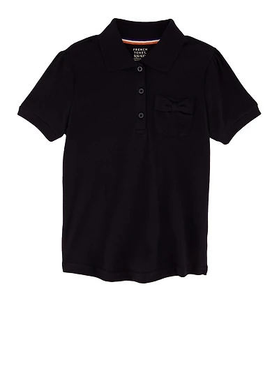 French Toast Girls 4-6x Solid Interlock Polo, Blue, Size 4-5