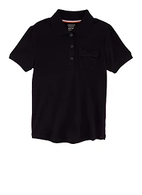 French Toast Girls 4-6x Solid Interlock Polo, Blue, Size 4-5