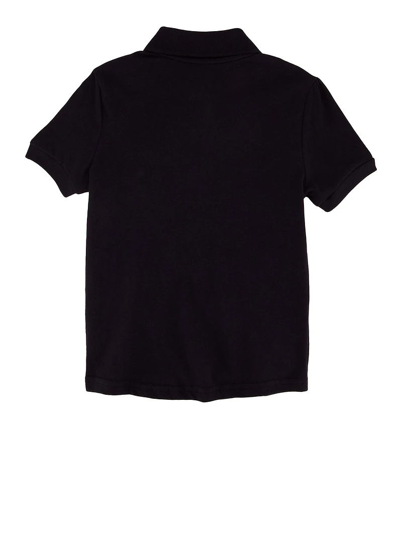 French Toast Girls 4-6x Solid Interlock Polo, Blue, Size 6-6X