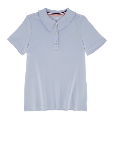 French Toast Girls 4-6x Rhinestone Button Short Sleeve Polo, Blue, Size 6-6X