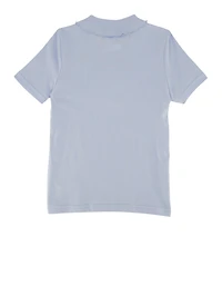 French Toast Girls 4-6x Rhinestone Button Short Sleeve Polo, Blue, Size 4-5