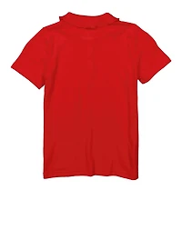 French Toast Girls 4-6x Rhinestone Button Polo Shirt, Red,