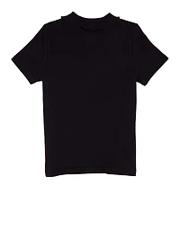 French Toast Girls 4-6x Solid Rhinestone Button Short Sleeve Polo