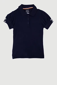 French Toast Girls 4-6x Rhinestone Detail Polo Shirt, Blue, Size 6-6X