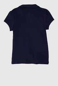 French Toast Girls 4-6x Short Sleeve Peter Pan Collar Polo, Blue, Size 6-6X