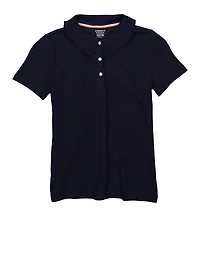 French Toast Girls 7-16 Rhinestone Button Short Sleeve Polo Shirt