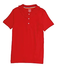 French Toast Girls 7-16 Rhinestone Button Polo Shirt, Red, Size 7-8