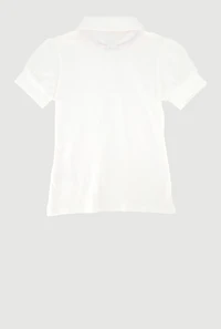 French Toast Girls 7-16 Puff Sleeve Polo Uniform Shirt, White, Size 10-12