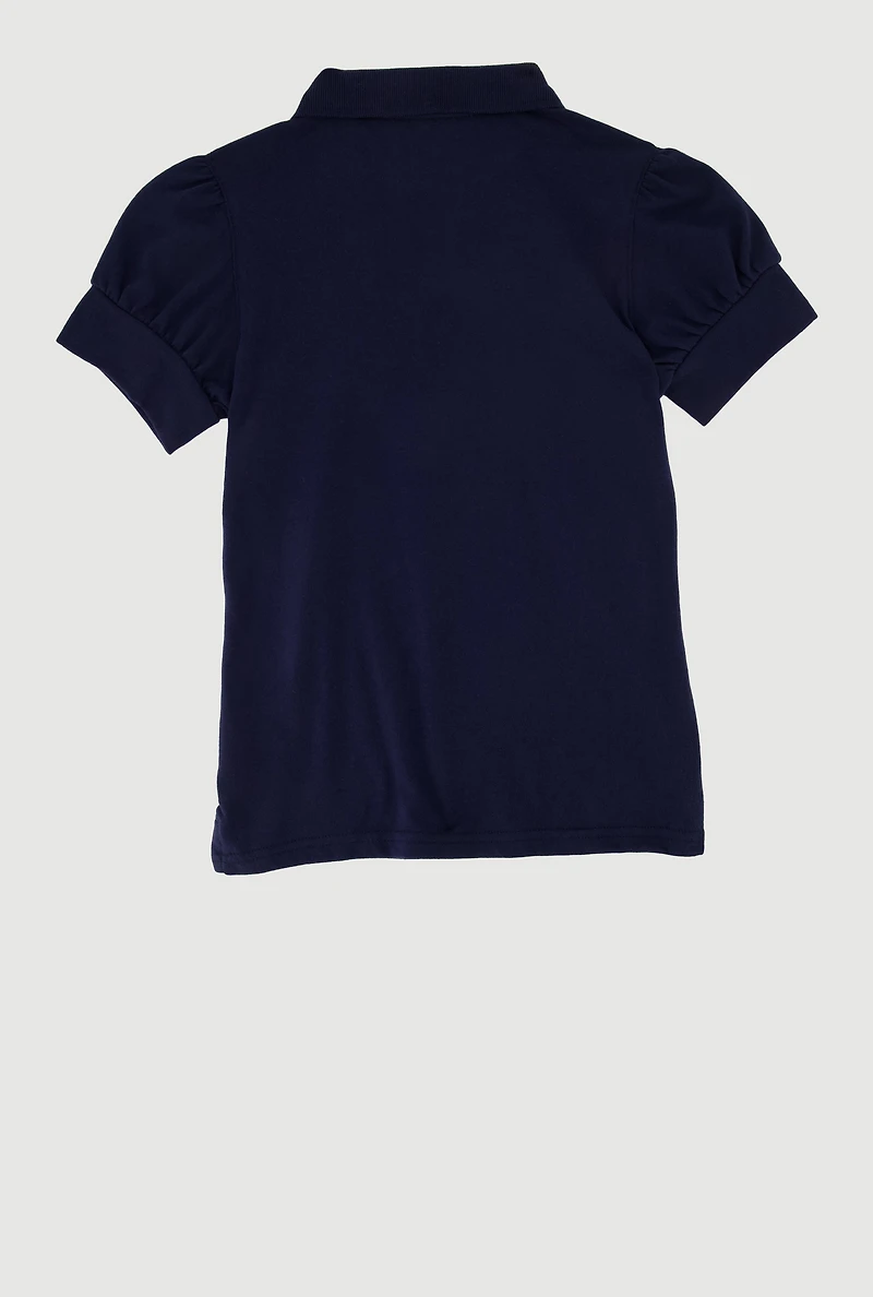 French Toast Girls 7-16 Puff Sleeve Uniform Polo Shirt