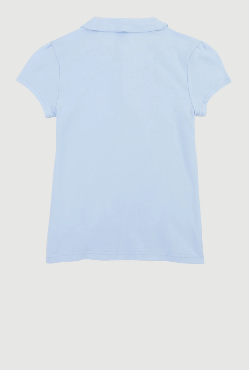 French Toast Girls 7-14 Solid Peter Pan Collar Polo Shirt, Blue, Size 14-16