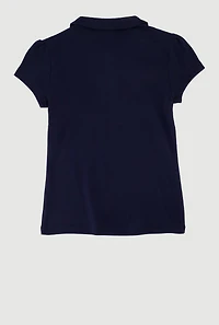 French Toast Girls 7-16 Peter Pan Collar Polo, Blue, Size 10-12