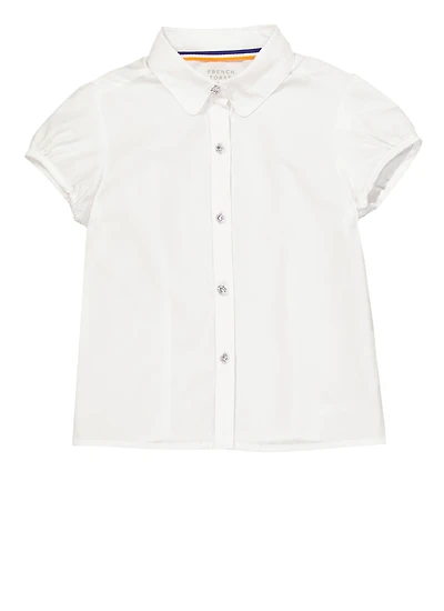 French Toast Girls 4-6x Rhinestone Button Front Shirt, White, Size 4