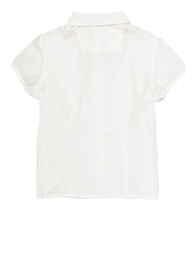 French Toast Girls 4-6x Rhinestone Button Front Shirt, White, Size 5