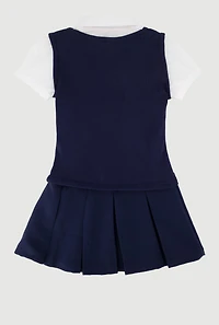 French Toast Girls 4-6x Short Sleeve Pleated Jumper, Blue, Size 6