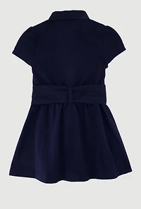 French Toast Girls 4-6x Safari Dress with Tie Waist Belt, Blue, Size 6