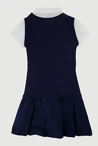 French Toast Girls 7-14 Short Sleeve Pleated Jumper, Blue, Size 10