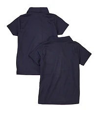 Girls Solid Interlock Short Sleeve Polo Shirts 2 Pack
