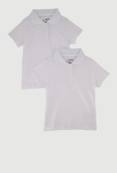 Girls 4-6x Basic Short Sleeve Polo Shirts 2 Pack, White, Size 6X