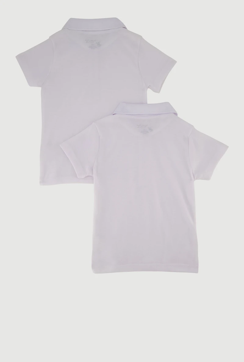 Girls 4-6x Basic Short Sleeve Polo Shirts 2 Pack, White, Size 5-6