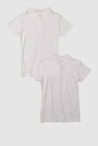 Girls Solid Uniform Polo Shirts 2-Pack, White,