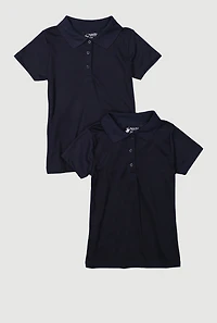 Girls Uniform Polo Shirts 2-Pack, Blue, Size 10-12