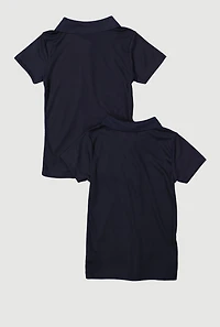 Girls Uniform Polo Shirts 2-Pack, Blue, Size 10-12
