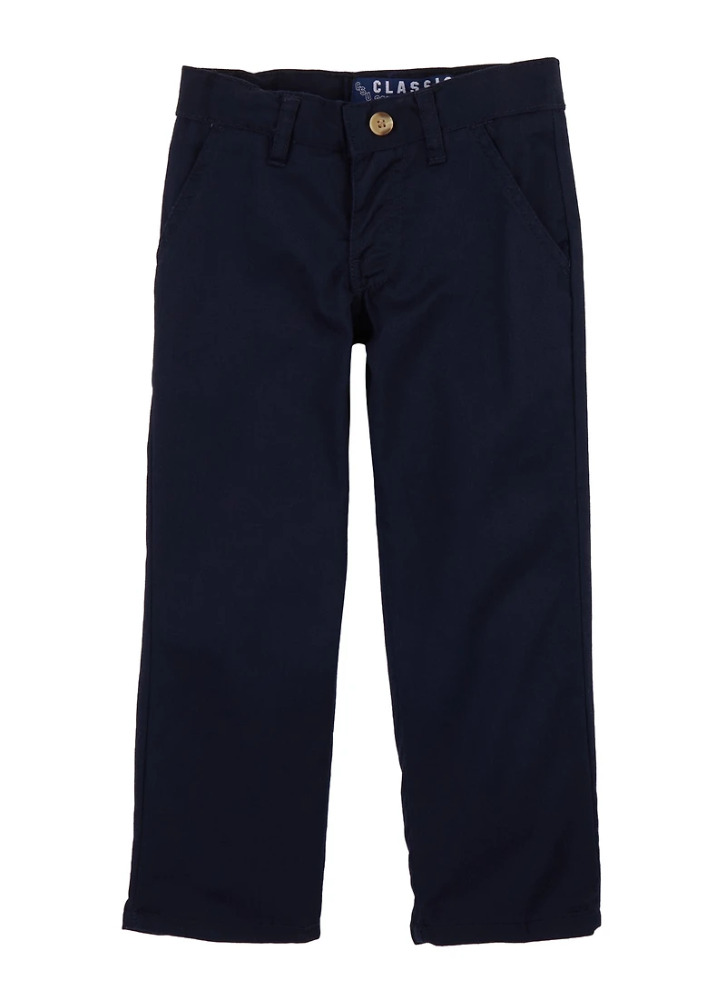Girls 4-6x Twill Straight Leg Pants, Blue, Size 6