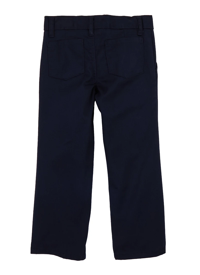 Girls 4-6x Twill Straight Leg Pants, Blue, Size 6