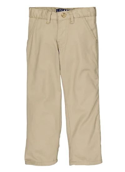 Girls 4-6x Basic Straight Leg Pants, Khaki, Size 6X