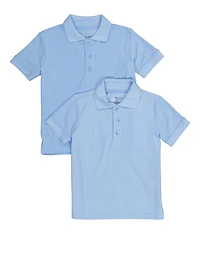 Boys 4-7 Short Sleeve Pique Polo 2 Pack, Blue,